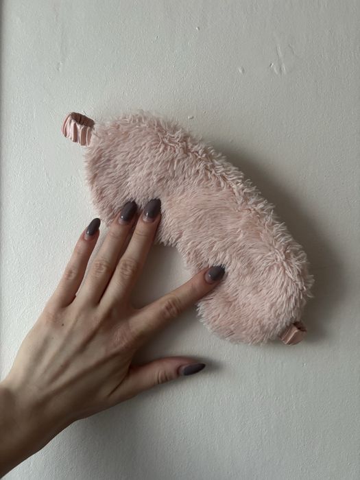 Opaska na oczy do spania różowa miękka mięciutka pluszowa do snu