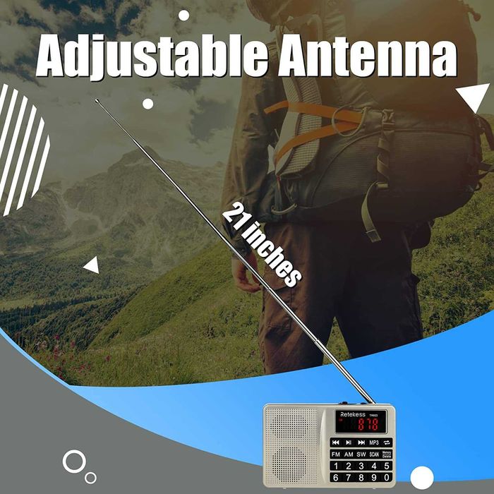 NOVO Retekess TR603 Rádio portátil, FM Am SW leitor MP3 AUX