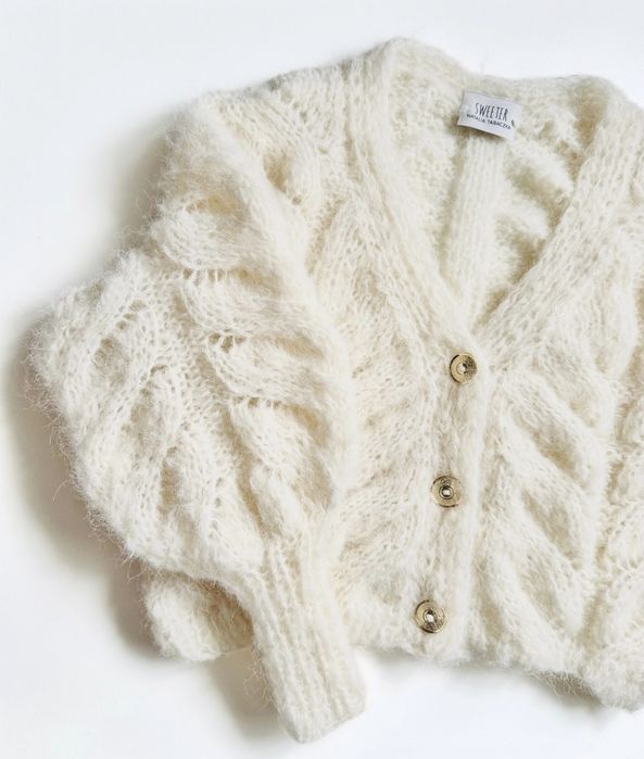 Przepiękny Sweter wełniany lekki chmurka Natalia Tabaczka