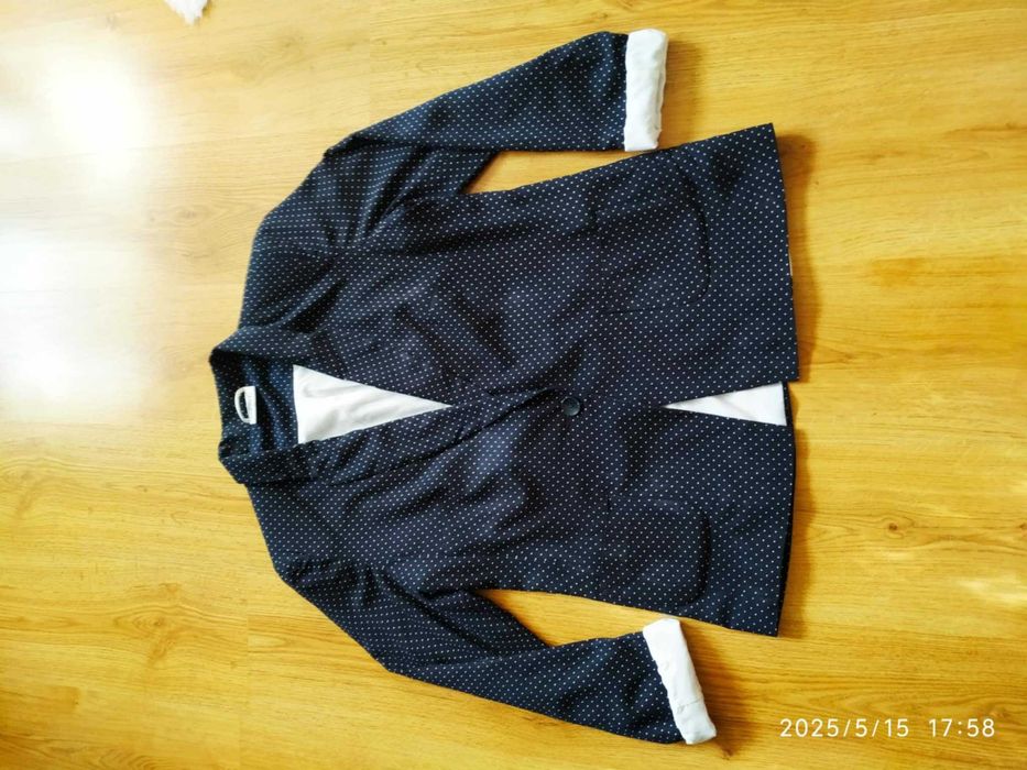 Granatowy żakiet w kropki Benotti 42 XL