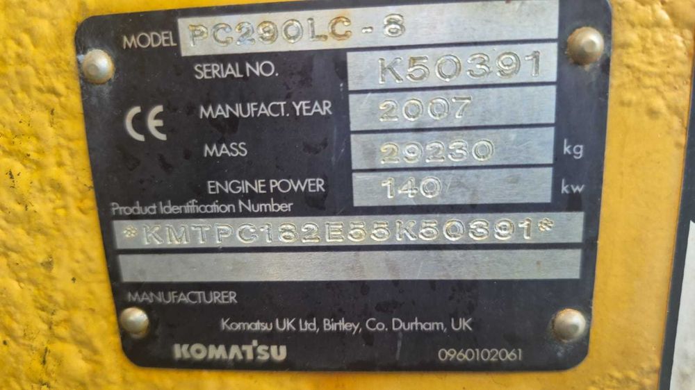 Koparka gąsienicowa Komatsu PC 290LC-8