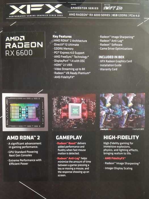 XFX Speedster SWFT 210 AMD RX 6600 como NOVA c/ GARANTIA!