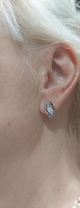 Серебряные сережки с золотыми пластинами, вес 3,92 гр