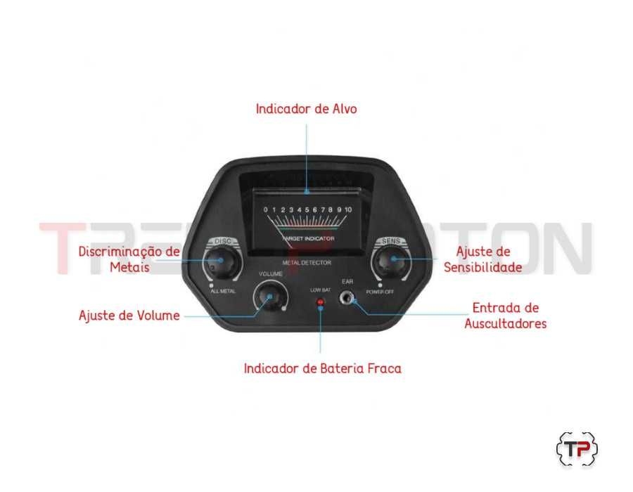 Detetor de Metais com Auscultadores e Pá