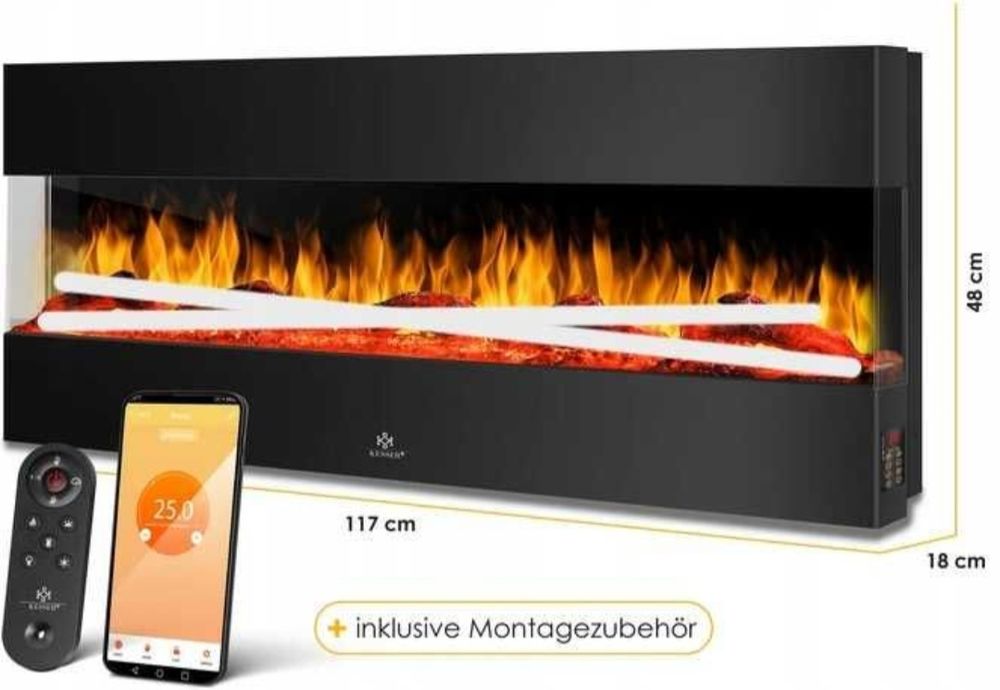 Kominek ścienny z funkcją grzania kominek elektryczny 1800W