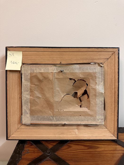 Mały obraz kościół malowany na płótnie drewniana rama 41