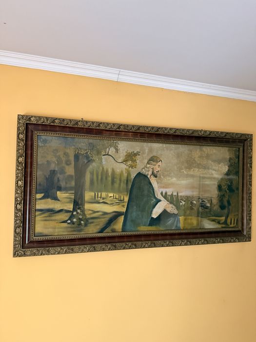 Obraz religijny stary duzy 133x65