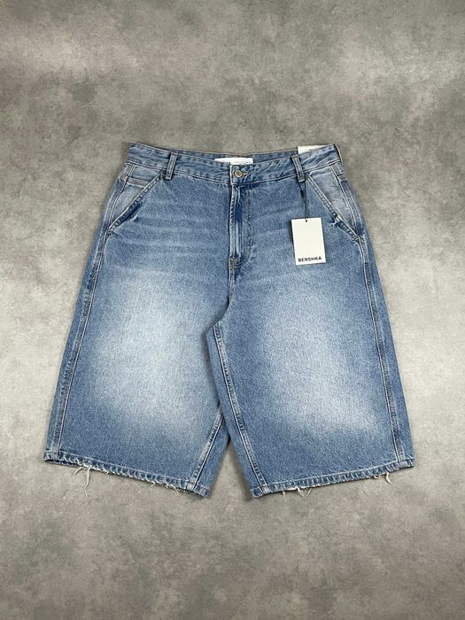 Шорти BERSHKA Skater Fit (M) Чоловічі Широкі Чорні Сині Джинсові Скейтерські На Літо Нові