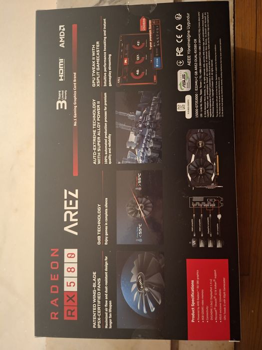 Placa Gráfica ASUS Arez Dual Radeon RX 580 OC (AMD - 8 GB DDR5)