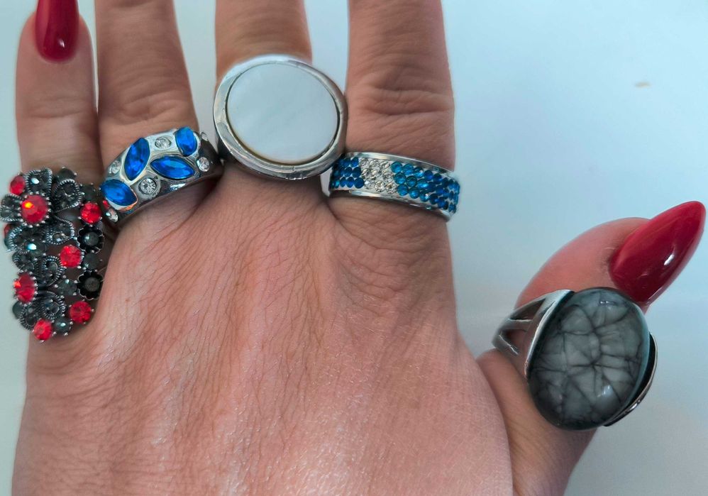 6 dużych pierścionków, duża średnica ok. 19-20