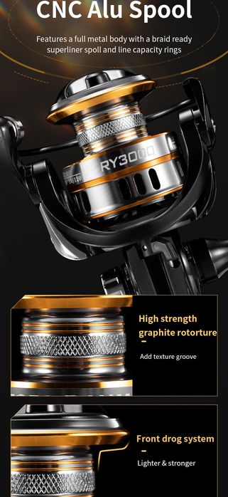 Rooblinos BK 3000 spiningowy kołowrotek wędkarski metalowa szpula