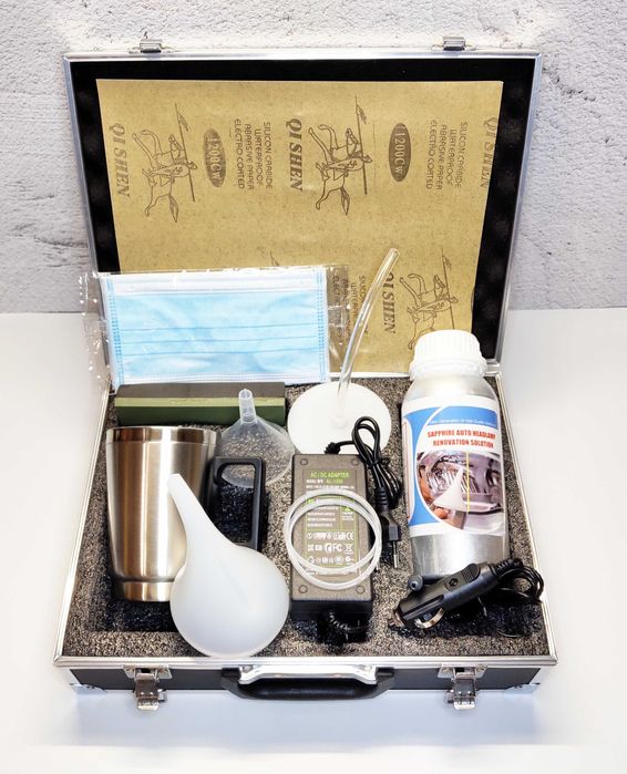 Набор для химической полировки фар авто жидкость 800мл 220в 12в