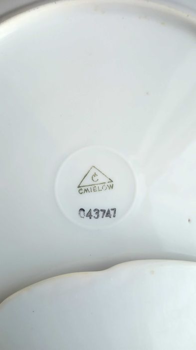 Komplet duży talerz + 4 talerzyki wzór 520 Ćmielów lata 30-te