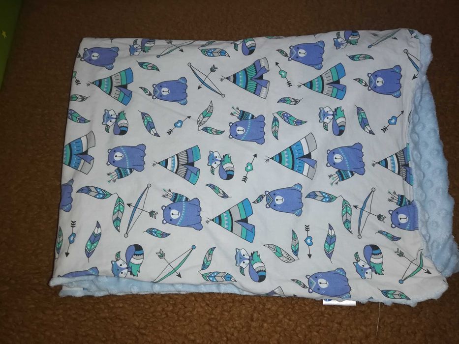 Medi Partners, Zwierzęta, kocyk minky, jasnoniebieski, 75x95 cm