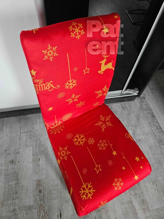 Świąteczne pokrowce na krzesła elastyczne 4 sztuki czerwone
