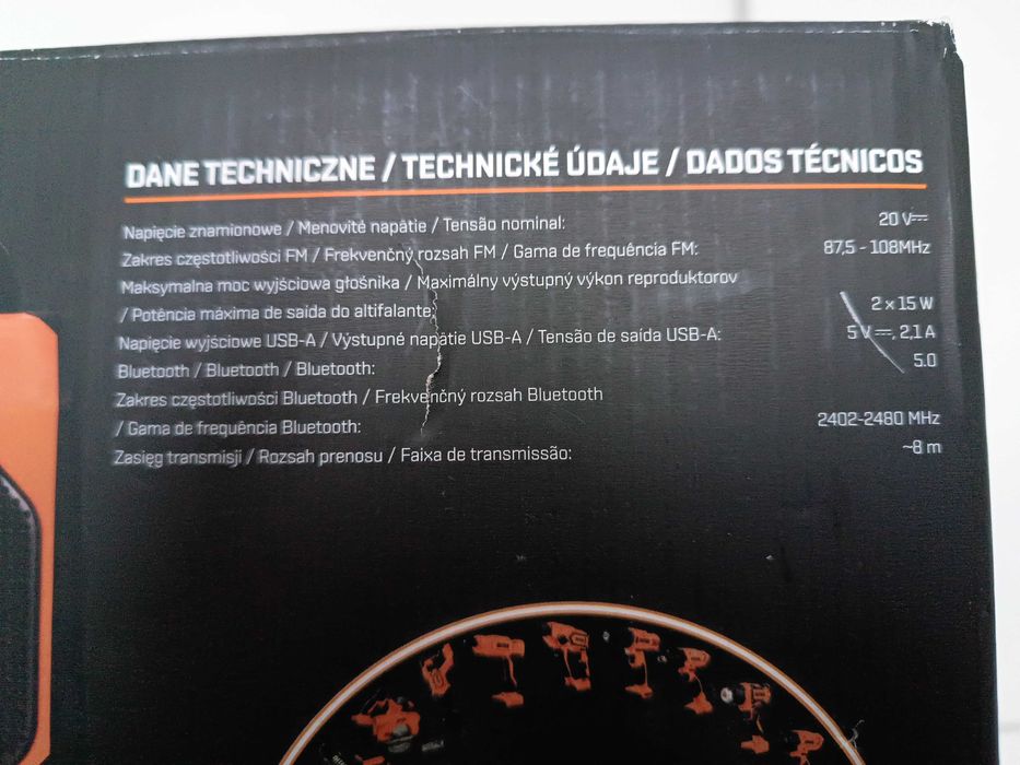 Radio warsztatowe akumulatorowe Niteo 20 V MAX