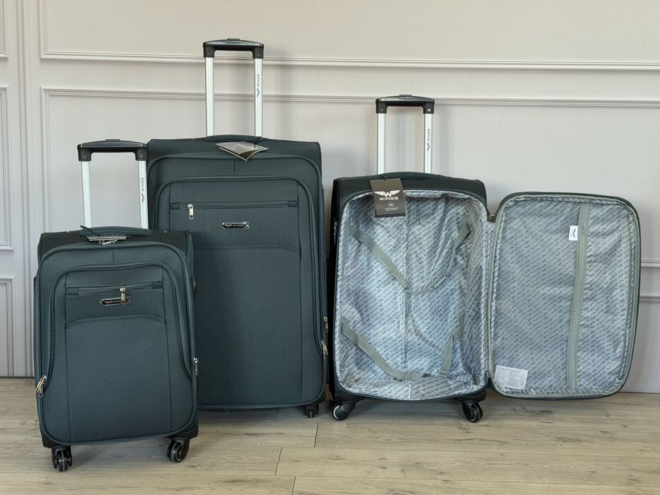Чемодан валіза чемоданы Wings 2501 4 колеса текстиль