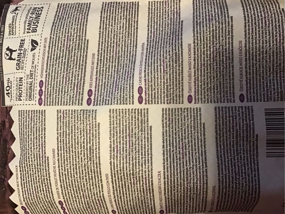 Karam dla psa Wolf of wilderness bez zbóż Kaczka 400 g Nowa