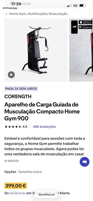 Aparelho de Carga Guiada de Musculação Compacto Home Gym 900