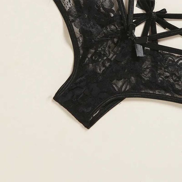 biustonosz i majtki Sexy Babydoll bielizna erotyczna czarny rozmiar XL