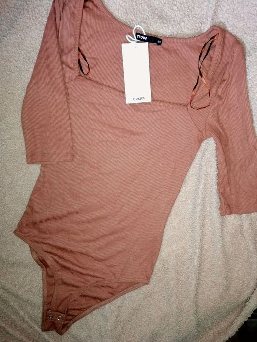 CROPP _ body bluzka Prążkowany materiał. Brudny /brązowawy róż. _ NOWE