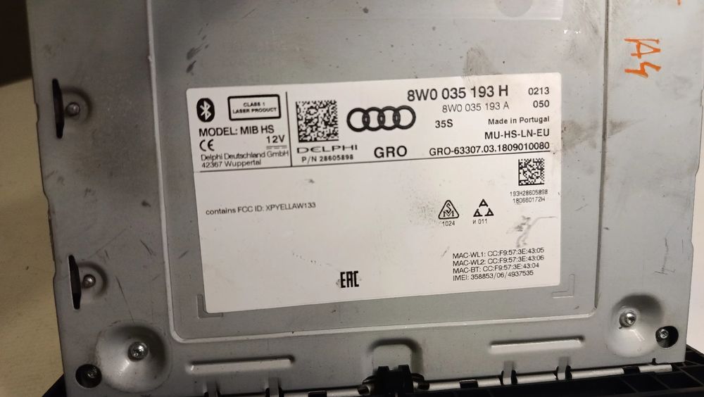 Rádio / auto-rádio AUDI A4 (8W2, 8WC, B9)