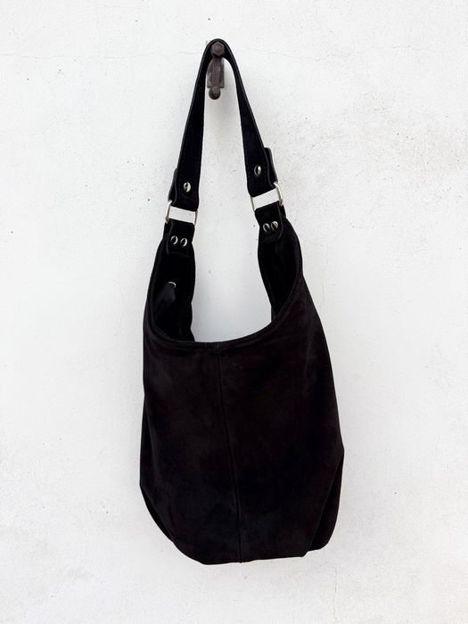 Torebka worek hobo czatny skóra zamsz vera pelle