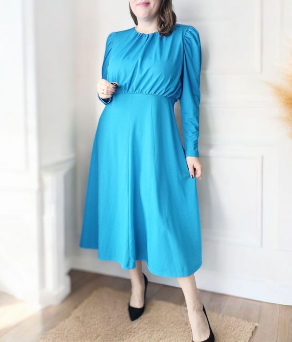 Sukienka koktajlowa wizytowa ślub wesele turkusowa plus size 44