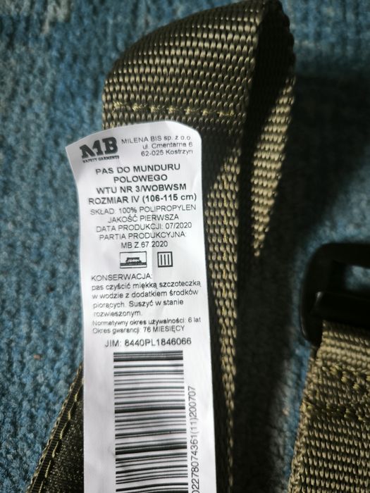Pas wojskowy rozmiar 106-115