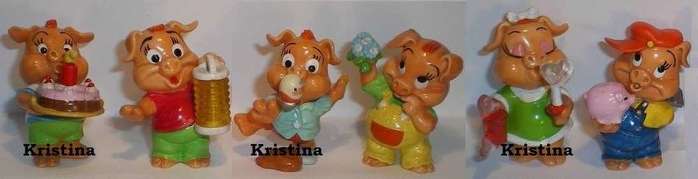 *_* Różowe Świnki + 1 kartka figurki kinder, zestaw 6szt. nowe