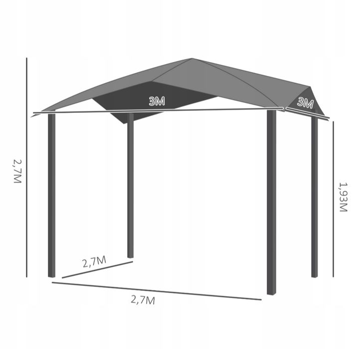 Pawilon Ogrodowy Osłona Przeciwsłoneczna 3x3 m