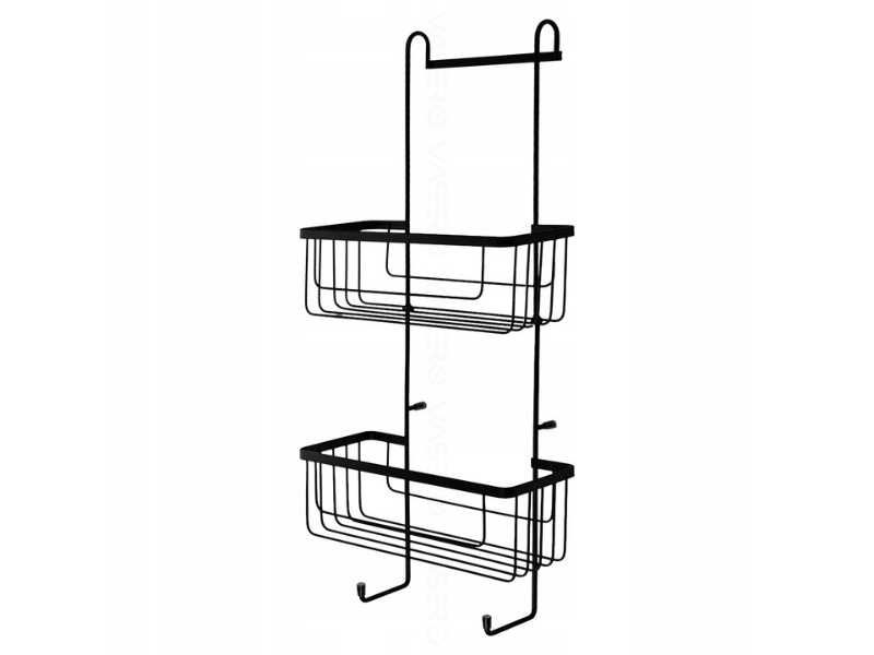 Czarna półka pod prysznic wisząca nierdzewna LOFT do łazienki