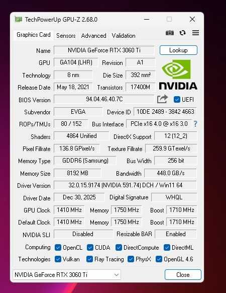 EVGA GeForce RTX 3060 Ti XC
