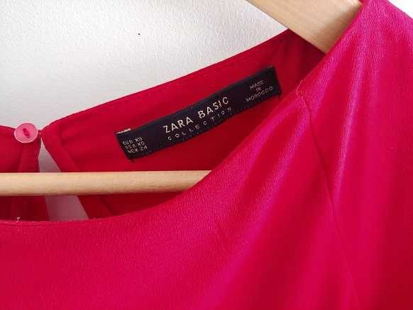 ZARA BASIC luźna sukienka ozdobne rękawki 34/XS
