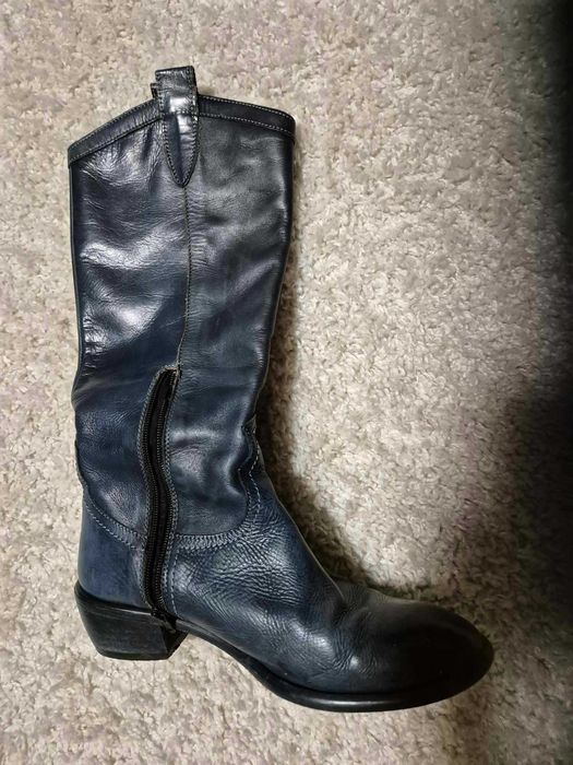 Kozaki, skóra Venezia, granatowe