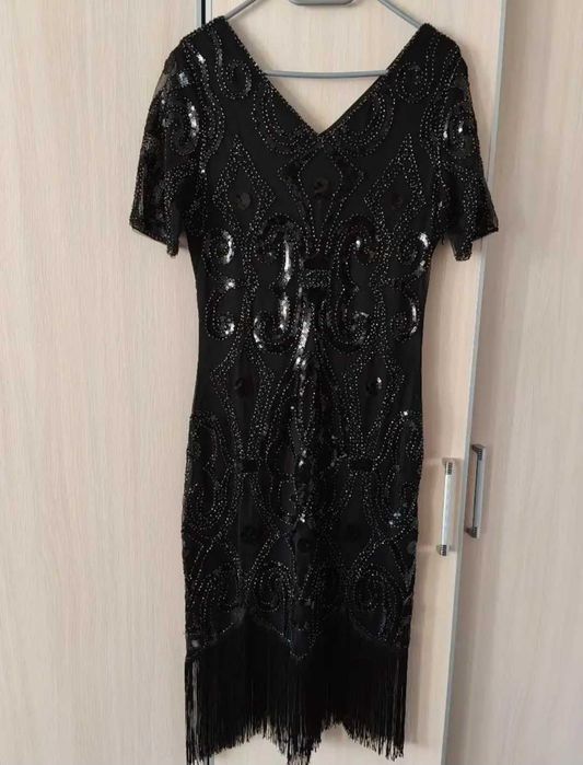 Elegancka sukienka lata 20, Flapper Gatsby cekiny, r. M Sylwester karnawał