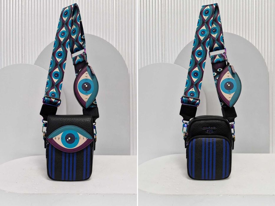 Torebka listonoszka z odpinaną klapką PSYCHE oko granat