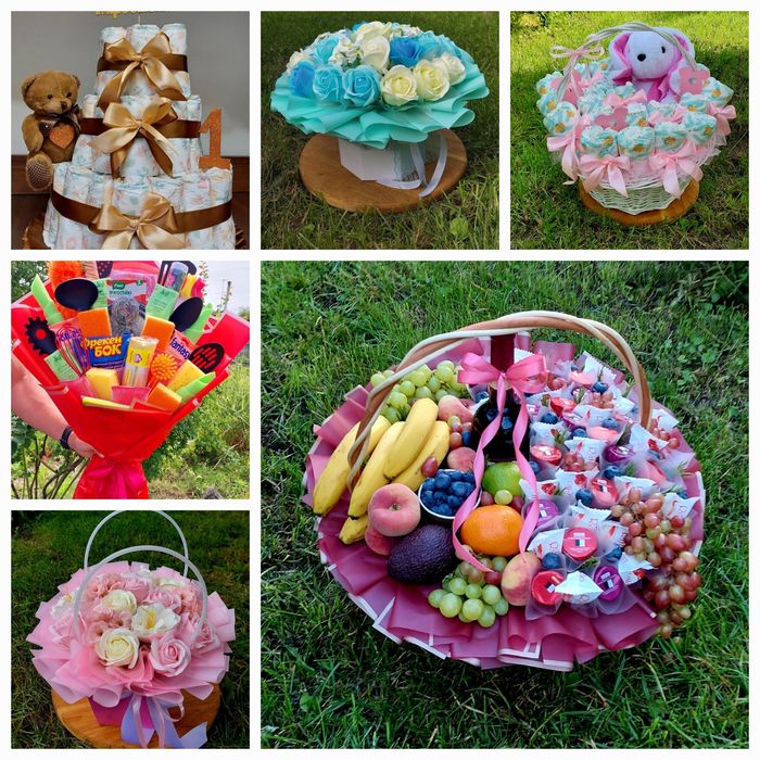 Їстівні /букет з рафаелло/Ковбасні/Букет з цукерок/Солодкі/Мильні/Дитя