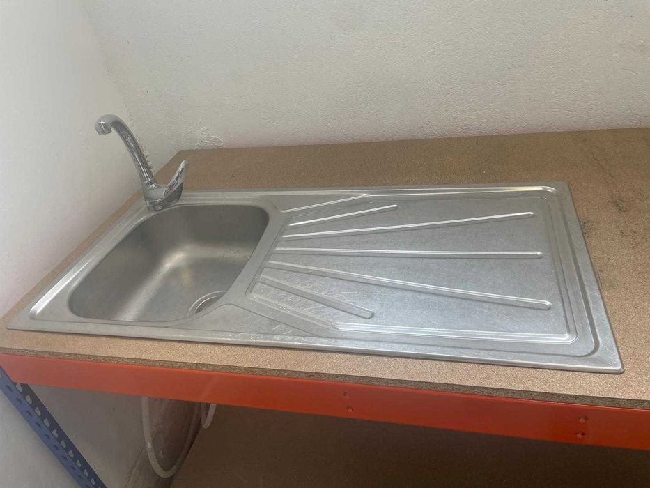 Mesa de Trabalho Azul Laranja Tampo + Prateleira MDF 914x2000x800(mm)