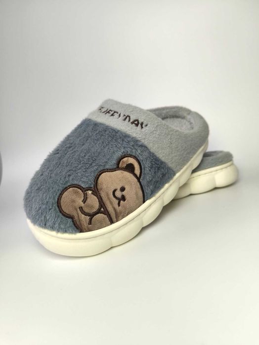 Nowe kapcie ocieplane pantofle buty na zimę granat Miś 44-45