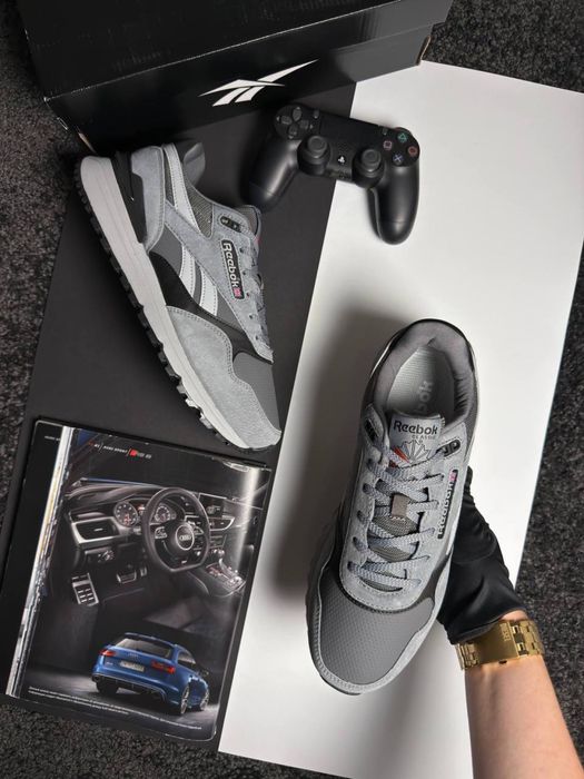 Мужские кроссовки рибок Reebok Classic Leather 2400 Grey Black White [41-46]