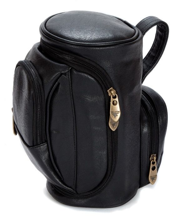 Necessaire em pele preta formato saco de golf