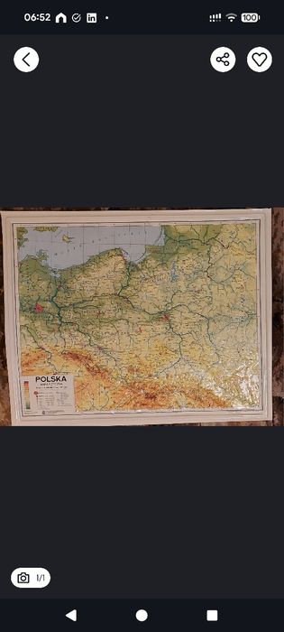 Trójwymiarowa mapa Polski fizyczna skala 1 do 2 milionów 3D