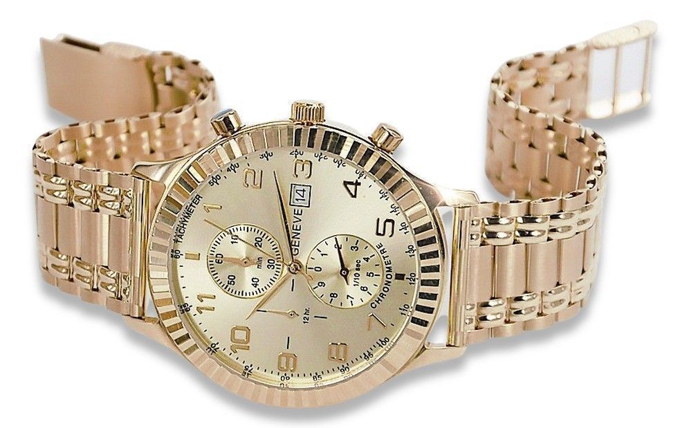 Zegarek męski z różowego złota 14k 585 Geneve mw007r&mbw006r Gdańsk