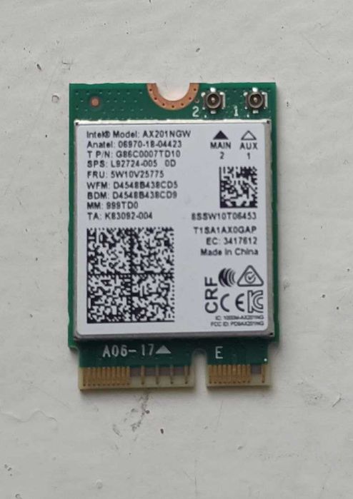 Адаптер WiFi 6 Intel AX201NGW  802.11ax + BT5.2