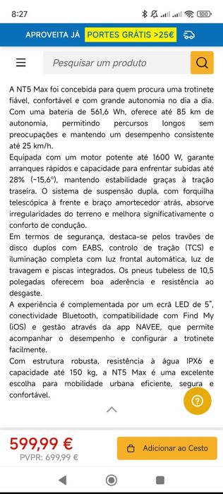 Navee NT5 max como nova 3 anos garantia