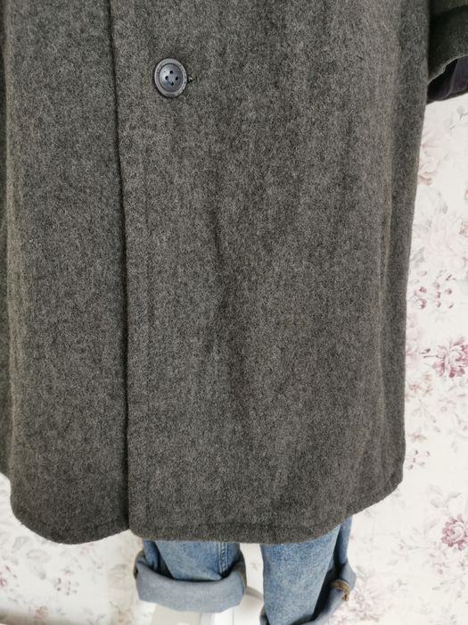Szary wełniany ciężki płaszcz vintage moda polska xl, xxl
