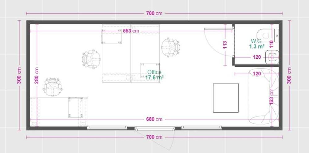 Kontener biurowy mobilny pawilon handlowy XL 7x3m z WC Producent