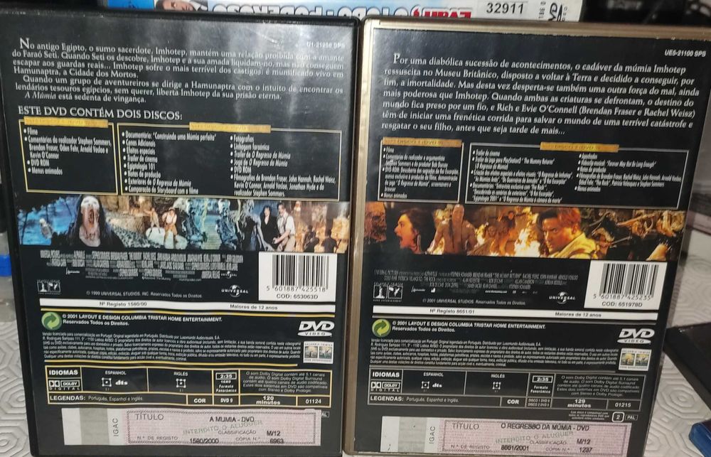 DVDs edições especiais A Múmia e O regresso da Múmia