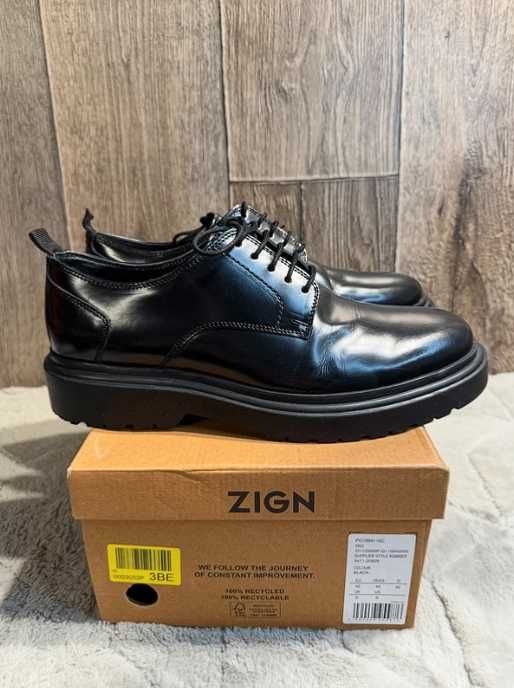 Czarne buty wizytowe mokasyny skórzane Zign 42
